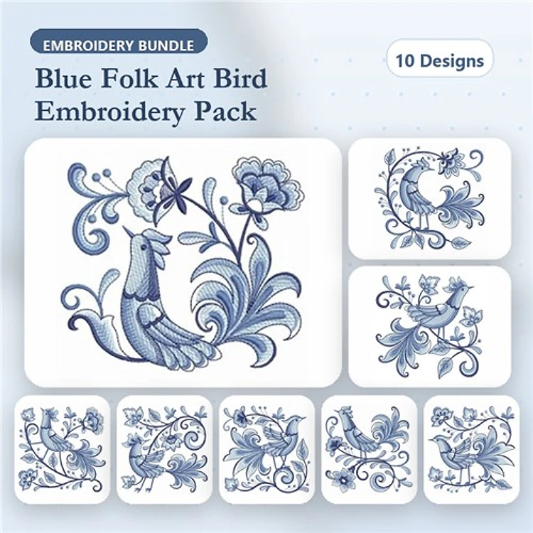 Blue and White Birds 2