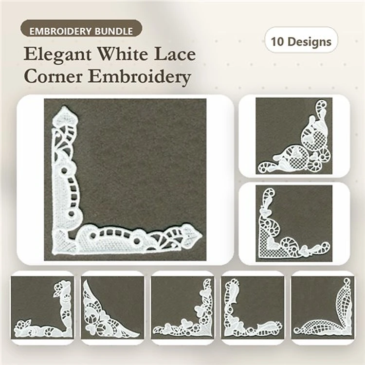 FSL Elegant Lace Corners Embroidery Bundle – Intricate Lace Corners & More (10 Designs)