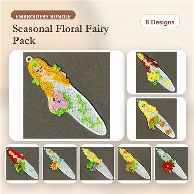 FSL Floral Fairy Embroidery Bundle – Spring, Summer, Autumn, Winter & More (8 Designs)