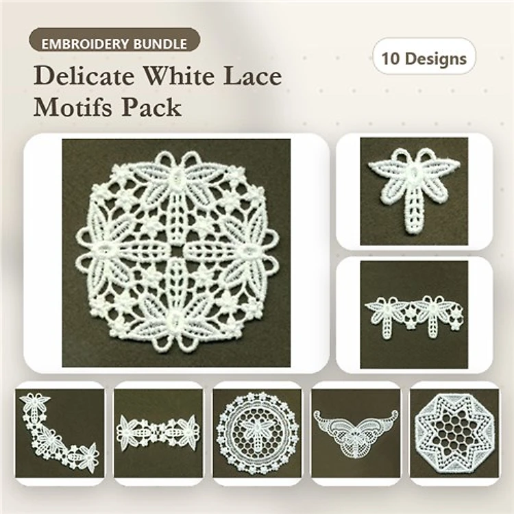 FSL Lace Embellishments Bundle – Flowers, Butterflies, Leaves, Corners & More (10 Designs)