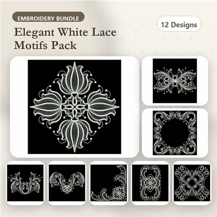 FSL Elegant Lace Embroidery Bundle – Floral, Butterfly, Diamond & More (12 Designs)