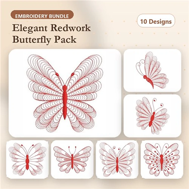 Redwork Rippled Butterfly