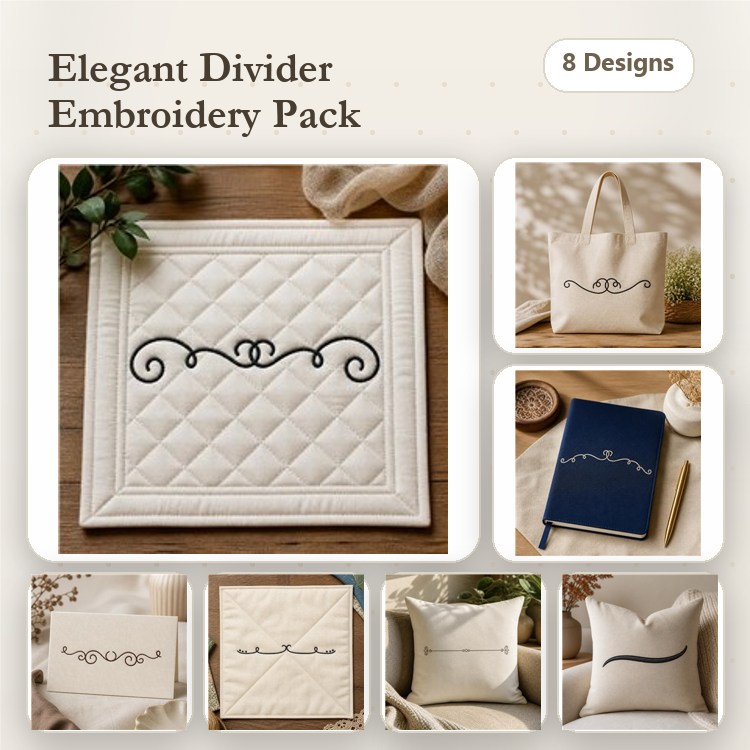 Divider Embroidery Bundle – Elegant Divider 1, Elegant Divider 2, Elegant Divider 3 & More (8 Designs)