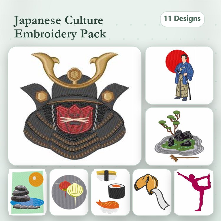 Japanese Culture Embroidery Bundle 11 Designs