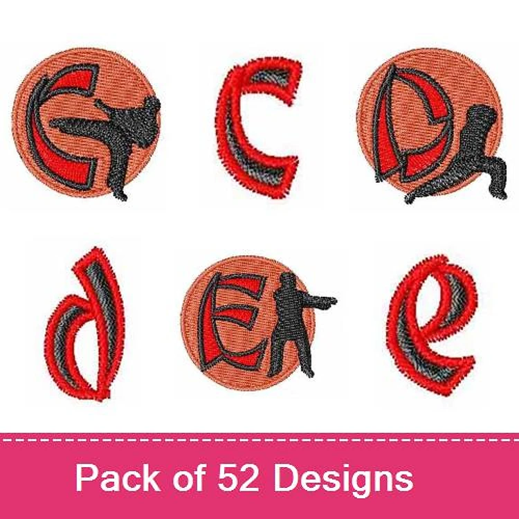Applique Karate Themed Alphabet Embroidery Designs Bundle – Letter A with Karate Figure, Letter B with Karate Figure, & More (52 Designs)