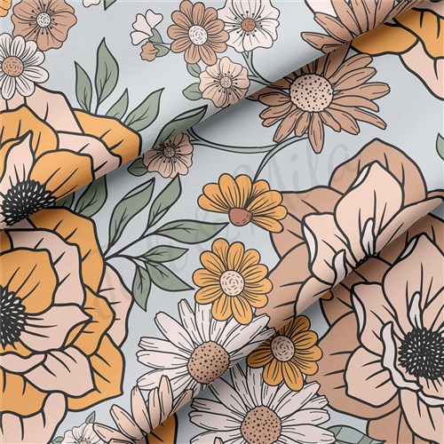 Floral Double Brushed Polyester Fabric Jersey Stretchy Soft Polyester Stretch Fabric