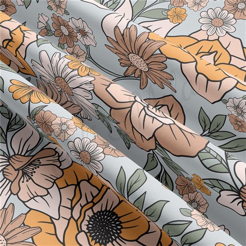 Floral Double Brushed Polyester Fabric Jersey Stretchy Soft Polyester Stretch Fabric