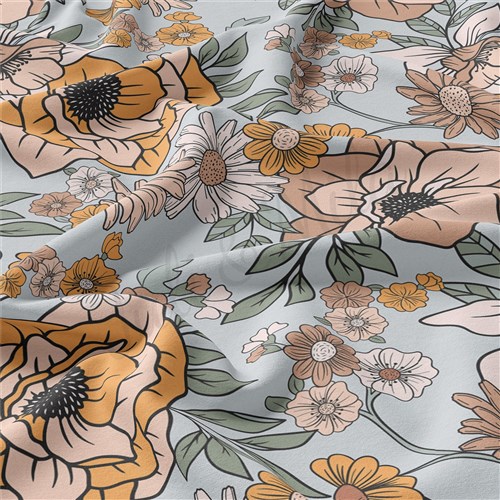 Floral Double Brushed Polyester Fabric Jersey Stretchy Soft Polyester Stretch Fabric