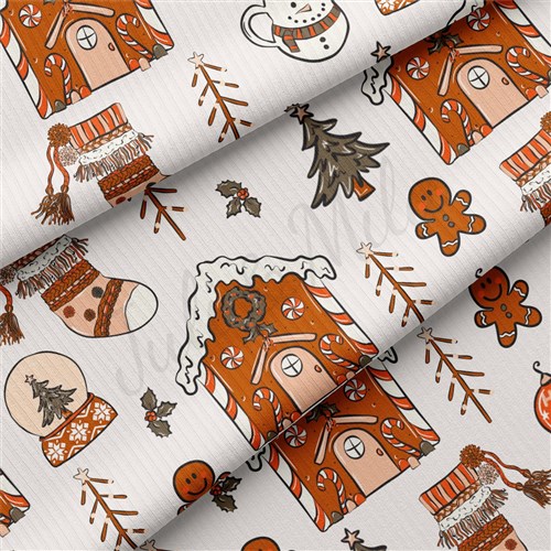 Christmas Rib Knit Fabric by Yard, RBK2029 & Get a Free $89.99 Embroidery Bundle