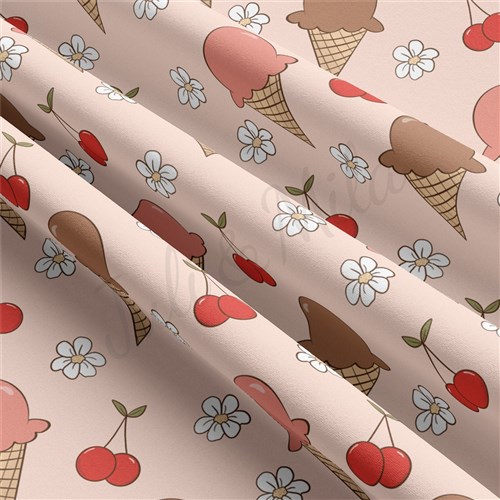Ice Cream Summer Double Brushed Polyester Fabric Jersey Stretchy Soft Polyester Stretch Fabric