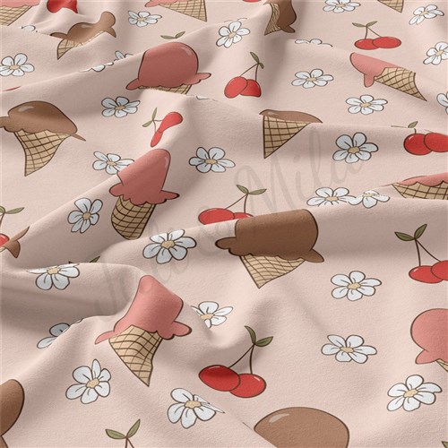 Ice Cream Summer Double Brushed Polyester Fabric Jersey Stretchy Soft Polyester Stretch Fabric