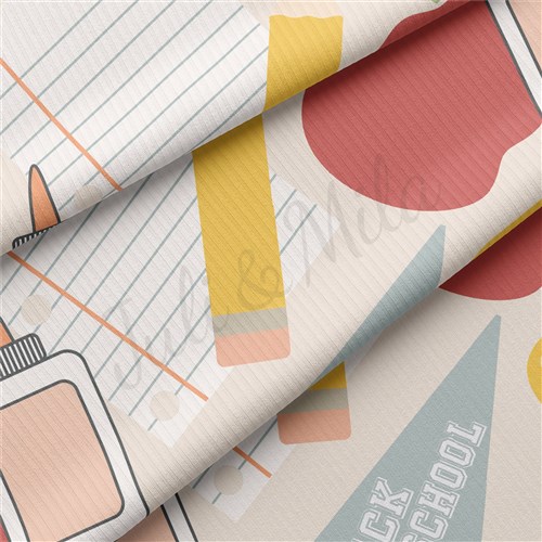 Back to School Rib Knit Fabric by Yard, RBK1549 & Get a Free $89.99 Embroidery Bundle