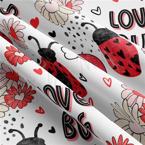 Love Bug Rib Knit Fabric by Yard, RBK1833 & Get a Free $89.99 Embroidery Bundle