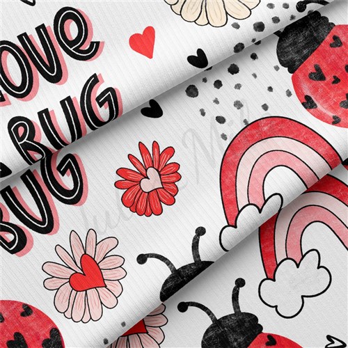 Love Bug Rib Knit Fabric by Yard, RBK1833 & Get a Free $89.99 Embroidery Bundle