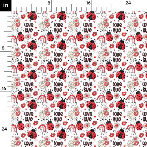 Love Bug Rib Knit Fabric by Yard, RBK1833 & Get a Free $89.99 Embroidery Bundle