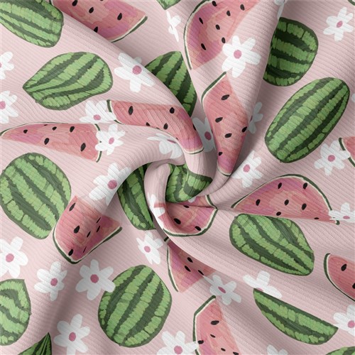 Watermelon Rib Knit Fabric by Yard, rbk1851 & Get a Free $89.99 Embroidery Bundle
