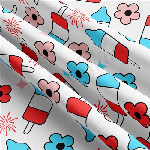 4th of July Patriotic Double Brushed Polyester Fabric Jersey Stretchy Soft Polyester Stretch Fabric