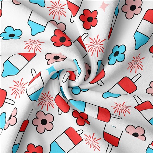 4th of July Patriotic Double Brushed Polyester Fabric Jersey Stretchy Soft Polyester Stretch Fabric