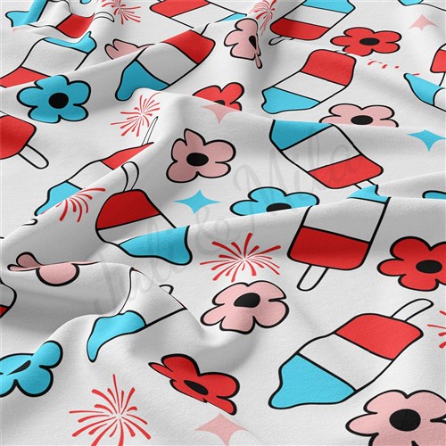 4th of July Patriotic Double Brushed Polyester Fabric Jersey Stretchy Soft Polyester Stretch Fabric