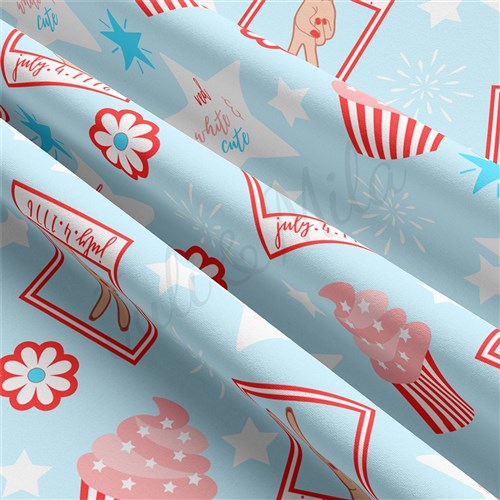 4th of July Patriotic Double Brushed Polyester Fabric Jersey Stretchy Soft Polyester Stretch Fabric