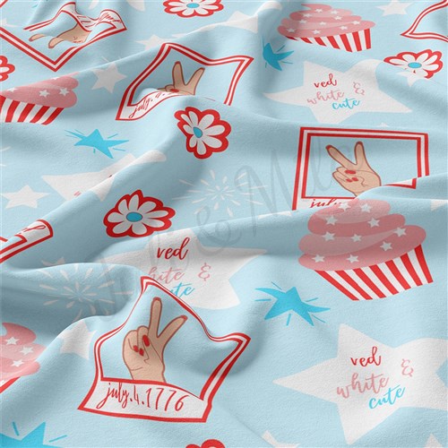 4th of July Patriotic Double Brushed Polyester Fabric Jersey Stretchy Soft Polyester Stretch Fabric