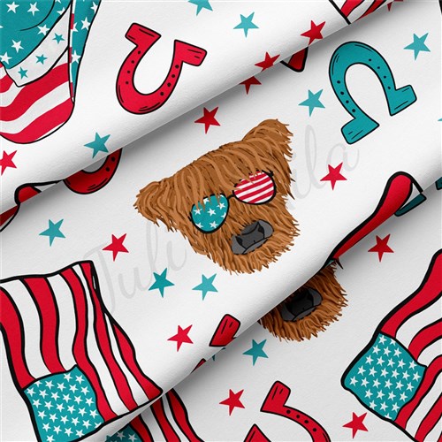 4th of July Patriotic Double Brushed Polyester Fabric Jersey Stretchy Soft Polyester Stretch Fabric