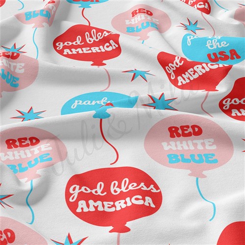 4th of July Patriotic Double Brushed Polyester Fabric Jersey Stretchy Soft Polyester Stretch Fabric