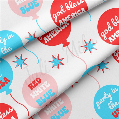 4th of July Patriotic Double Brushed Polyester Fabric Jersey Stretchy Soft Polyester Stretch Fabric
