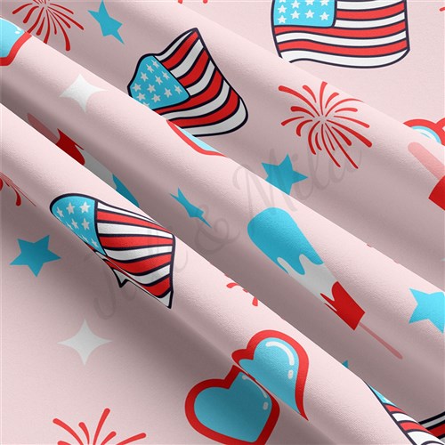 4th of July Patriotic Double Brushed Polyester Fabric Jersey Stretchy Soft Polyester Stretch Fabric