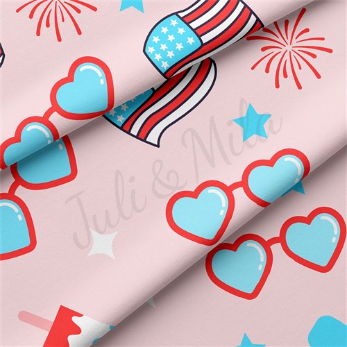 4th of July Patriotic Double Brushed Polyester Fabric Jersey Stretchy Soft Polyester Stretch Fabric