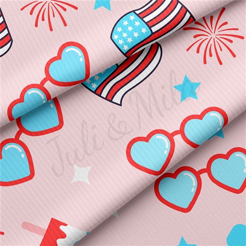 4th of July Patriotic Rib Knit Fabric, RBK1781 & Get a Free $89.99 Embroidery Bundle