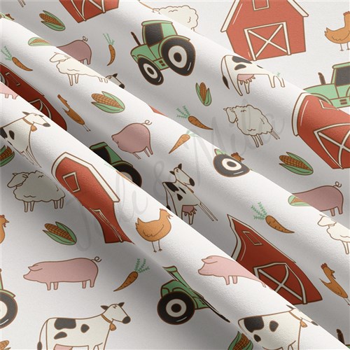 farm Farm Animals Double Brushed Polyester Fabric Jersey Stretchy Soft Polyester Stretch Fabric