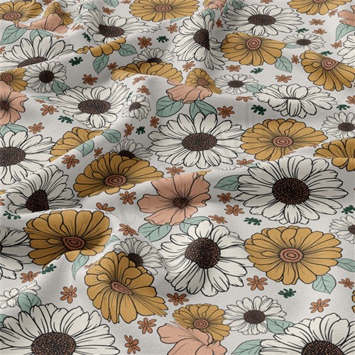 floral Double Brushed Polyester Fabric Jersey Stretchy Soft Polyester Stretch Fabric