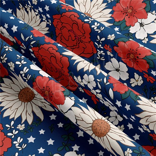 4th of July Patriotic Double Brushed Polyester Fabric Jersey Stretchy Soft Polyester Stretch Fabric