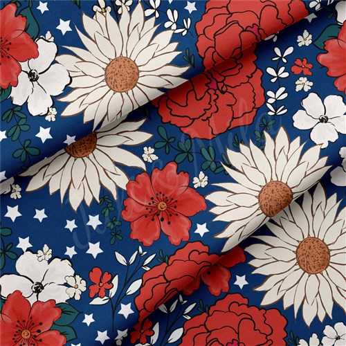 4th of July Patriotic Double Brushed Polyester Fabric Jersey Stretchy Soft Polyester Stretch Fabric