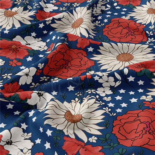 4th of July Patriotic Double Brushed Polyester Fabric Jersey Stretchy Soft Polyester Stretch Fabric