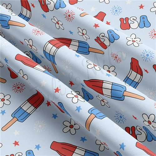 4th of July Patriotic Double Brushed Polyester Fabric Jersey Stretchy Soft Polyester Stretch Fabric