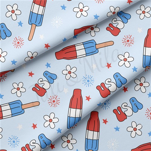 4th of July Patriotic Double Brushed Polyester Fabric Jersey Stretchy Soft Polyester Stretch Fabric