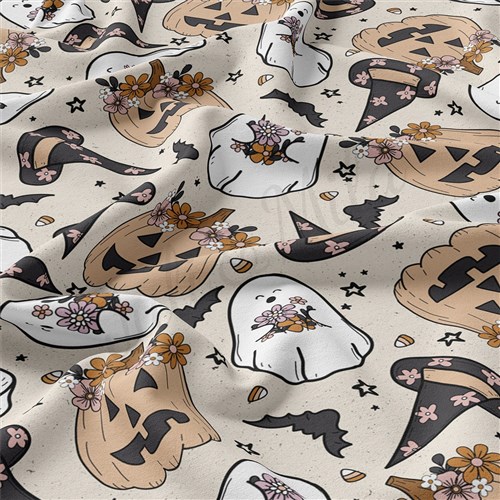 Halloween Autumn Fall Double Brushed Polyester Fabric Jersey Stretchy Soft Polyester Stretch Fabric