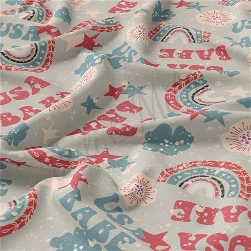 4th of July Patriotic Double Brushed Polyester Fabric Jersey Stretchy Soft Polyester Stretch Fabric