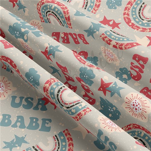 4th of July Patriotic Double Brushed Polyester Fabric Jersey Stretchy Soft Polyester Stretch Fabric
