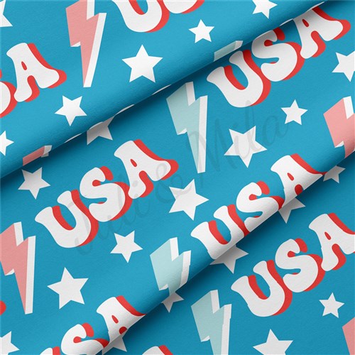 4th of July Patriotic Double Brushed Polyester Fabric Jersey Stretchy Soft Polyester Stretch Fabric