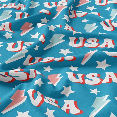 4th of July Patriotic Double Brushed Polyester Fabric Jersey Stretchy Soft Polyester Stretch Fabric
