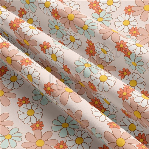 Floral Flowers Double Brushed Polyester Fabric Jersey Stretchy Soft Polyester Stretch Fabric