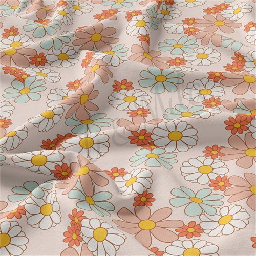 Floral Flowers Double Brushed Polyester Fabric Jersey Stretchy Soft Polyester Stretch Fabric