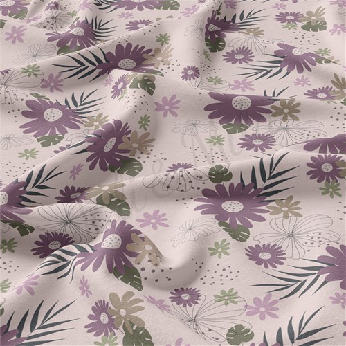 Floral Double Brushed Polyester Fabric Jersey Stretchy Soft Polyester Stretch Fabric