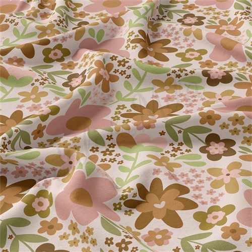 Floral Double Brushed Polyester Fabric Jersey Stretchy Soft Polyester Stretch Fabric