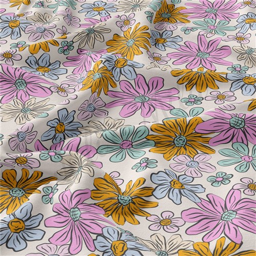 Floral Double Brushed Polyester Fabric Jersey Stretchy Soft Polyester Stretch Fabric