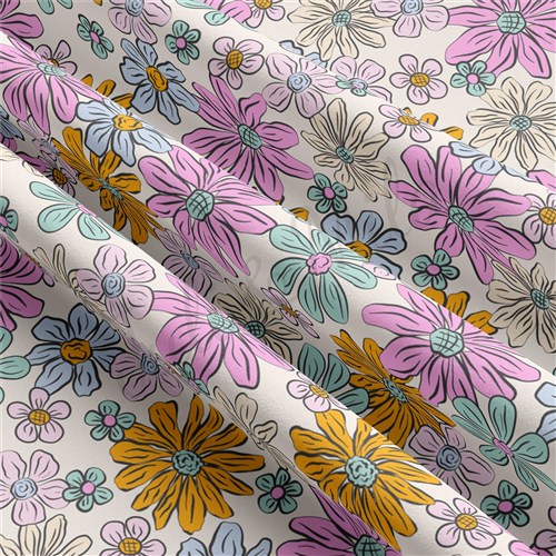 Floral Double Brushed Polyester Fabric Jersey Stretchy Soft Polyester Stretch Fabric