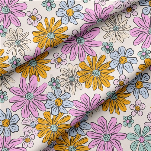 Floral Double Brushed Polyester Fabric Jersey Stretchy Soft Polyester Stretch Fabric